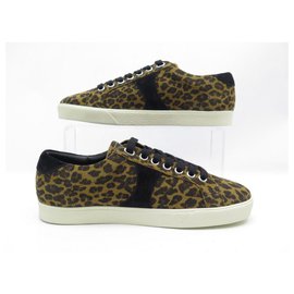 Céline-Tênis NEW CELINE TRIOMPHE SAPATOS 36 SAPATOS SUEDE LEOPARD SNEAKERS-Marrom