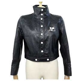 NEUF VESTE COURREGES REEDITION BLOUSON VINYLE M 42 IT 38 FR NOIR SOLDOUT JACKET Noir