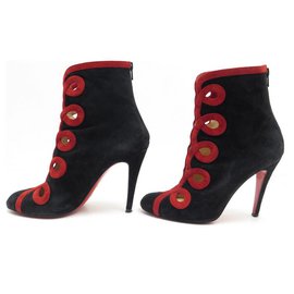 Christian Louboutin-CHRISTIAN LOUBOUTIN AND TROTT SHOES HEEL BOOTS 39 BLACK SUEDE BOOTS-Black