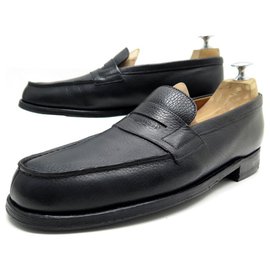 JM Weston-JM WESTON LOAFERS 180 8b 42 IN BLACK SEED LEATHER + STAINLESS STEEL-Black