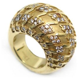 Dior-DIOR HALF RING T RING49 In yellow gold 18K 25.5GR & 104 DIAMONDS + GOLD RING BOX-Golden
