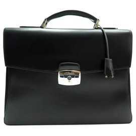 St Dupont-NEW ST DUPONT LINE D TOWEL BAG 1 bellows 181001 LEATHER SATCHEL-Black