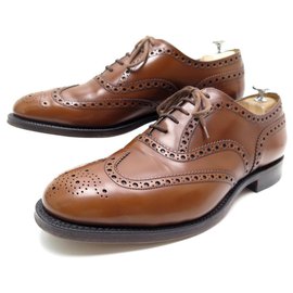Church's-CHURCH'S BURWOOD SHOES 10.5F 44.5 RICHELIEU BOUT FLEURI IN BROWN LEATHER-Brown