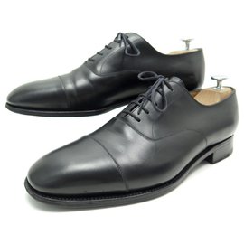 JM Weston-JM WESTON SHOES 300 7.5E 41.5 RICHELIEU STRAIGHT BUTTON IN BLACK LEATHER SHOES-Black