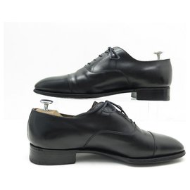 JM Weston-JM WESTON SHOES 300 7.5E 41.5 RICHELIEU STRAIGHT BUTTON IN BLACK LEATHER SHOES-Black