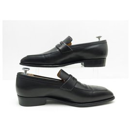 JM Weston-JM WESTON CONTI SHOES 414 7.5E 41.5 LARGE BLACK LEATHER LOAFERS SHOES-Black