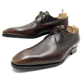 JM Weston-NEW JM WESTON CONTI SHOES 3 carnations 437 8E 42 BROWN LEATHER DERBY-Brown
