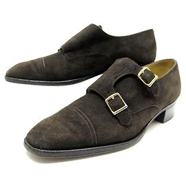 CHAUSSURES JOHN LOBB 39 MOCASSINS A TALONS DAIM MARRON BROWN SUEDE LOAFERS Marron