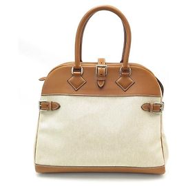 Hermès BOLSA HERMES ATLAS 35 BOLSA DE MÃO EM COURO E CANVAS DE COURO CM BARENIA Marrom