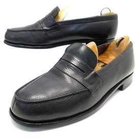 JM Weston-JM WESTON LOAFERS 180 7.5D 42 BLACK SEED LEATHER LOAFERS SHOES-Black