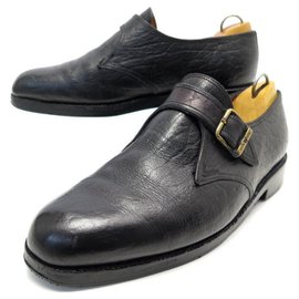 JM Weston-JM WESTON LOAFERS BUCKLE SHOES 531 6.5E 41.5 BLACK SHARK LEATHER SHOES-Black