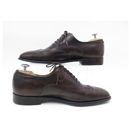 Hermès-HERMES JOHN RICHELIEU SHOES 41 BROWN LEATHER SHOES-Brown