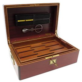 CAIXA DE CIGAR DAVIDOFF EM MADEIRA LACADA + CORTADORA DE MADEIRA CIGAR CAIXA HUMIDOR Marrom