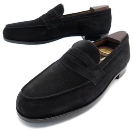 JM Weston-NEW JM WESTON LOAFERS 180 13D 47 BLACK SUEDE STAINLESS STEEL SHOES-Black