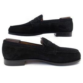 JM Weston-NEW JM WESTON LOAFERS 180 13D 47 BLACK SUEDE STAINLESS STEEL SHOES-Black