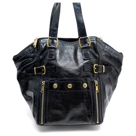 BORSA A MANO YVES SAINT LAURENT CENTRO 202649 BORSA A MANO IN VERNICE NERA Nero