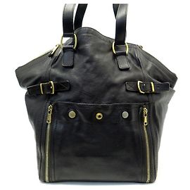 BOLSA DE YVES SAINT LAURENT DOWNTOWN 175884 BOLSA DE COURO MARROM Marrom