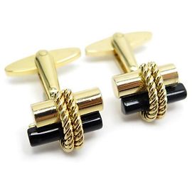 PUNHOS DE PUNHO + CAIXA DE PUNHO VINTAGE CHRISTIAN DIOR GOLDEN METAL Dourado