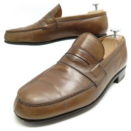 JM Weston-JM WESTON MOCASSONS SHOES 180 41 7C BROWN LEATHER LOAFERS SHOES-Brown