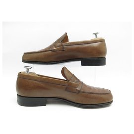 JM Weston-JM WESTON MOCASSONS SHOES 180 41 7C BROWN LEATHER LOAFERS SHOES-Brown