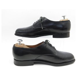 JM Weston-JM WESTON DERBY SHOES 502 7E 41 LARGE BLACK LEATHER SHOES-Black