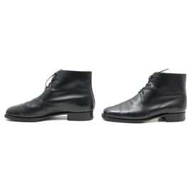 JM Weston-JM WESTON SHOES 10C 44 BLACK LEATHER BOOTS SHOES-Black