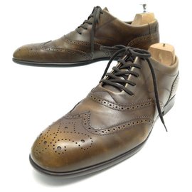JM Weston-JM WESTON RICHELIEU SHOES 604  flowered tip 8D 42 BROWN LEATHER + BOX-Brown