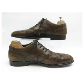 JM Weston-JM WESTON RICHELIEU SHOES 604  flowered tip 8D 42 BROWN LEATHER + BOX-Brown