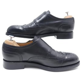 JM Weston-JM WESTON SHOES 334 Church´s Loafers 9E 43 BI-BUCKLE BLACK LEATHER SHOES-Black