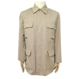 Hermès HERMES T GERADE JACKE 52 L BEIGE WASSERDICHTE TRENCHCOAT-JACKE Beige
