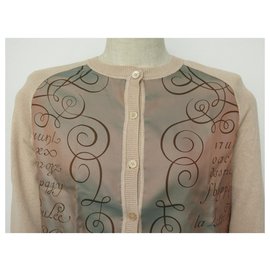 Hermès-NEW HERMES ALPHABET VEST 40 M IN SILK AND CASHMERE BEIGE PULLOVER SILK VEST-Beige