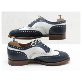 Church's-CHURCH'S BURWOOD RICHELIEU SHOES TWO-TONE BLUE WHITE LEATHER 8g 42 SHOES-Other
