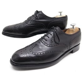 JM Weston-JM WESTON SHOES 376 Richelieu 10.5D 44.5 BLACK LEATHER FLOWERED BUTTONS SHOES-Black