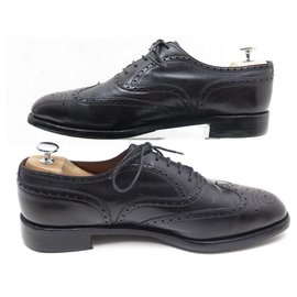 JM Weston-JM WESTON SHOES 376 Richelieu 10.5D 44.5 BLACK LEATHER FLOWERED BUTTONS SHOES-Black