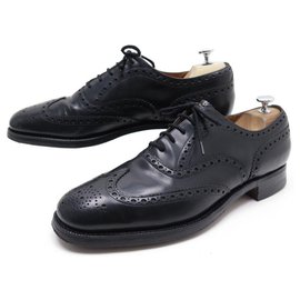 Church's-CHURCH S BURWOOD SHOES 10F 44 RICHELIEUS BLACK LEATHER SHOES-Black