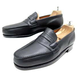 JM Weston-NEW JM WESTON SHOES 180 Church´s Loafers 5.5D 40 BLACK SEED LEATHER SHOES-Black