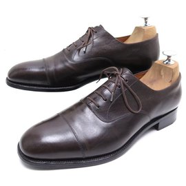 JM Weston-JM WESTON SHOES 300 Richelieu 7.5E 41.5 STRAIGHT END BROWN LEATHER SHOES-Brown