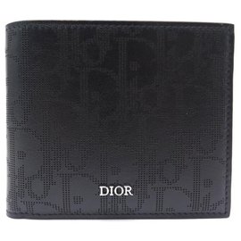 Christian Dior-NEW CHRISTIAN DIOR BLACK GALAXY OBLIQUE LEATHER WALLET + WALLET BOX-Black