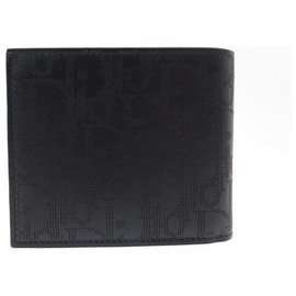 Christian Dior-NEW CHRISTIAN DIOR BLACK GALAXY OBLIQUE LEATHER WALLET + WALLET BOX-Black