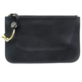 JW Anderson-NEW JW ANDERSON PIERCE CLUTCH IN BLACK LEATHER LEATHER POUCH-Black