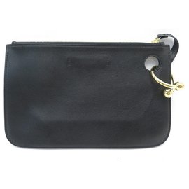 JW Anderson-NEW JW ANDERSON PIERCE CLUTCH IN BLACK LEATHER LEATHER POUCH-Black