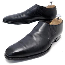 Autre Marque-CROCKETT & JONES CLYDE LOAFERS 8.5E 42 BLACK LEATHER LOAFERS SHOES-Black