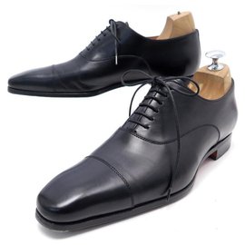 Santoni-SANTONI RICHELIEU STRAIGHT TOE SHOES 15004 5 It 40 FR LEATHER SHOES-Black