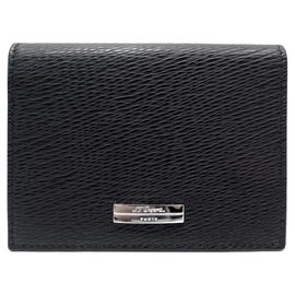 St Dupont-NEW ST DUPONT CARD HOLDER 74106 BLACK SEED LEATHER + NEW CARDS HOLDER BOX-Black