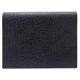 St Dupont-NEW ST DUPONT CARD HOLDER 74106 BLACK SEED LEATHER + NEW CARDS HOLDER BOX-Black