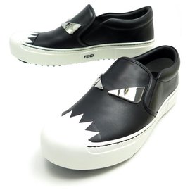 Fendi-NEW FENDI BASKETS MONSTER SLIP ON SHOES 8E6520 38.5 39 + BOX SHOES-Black