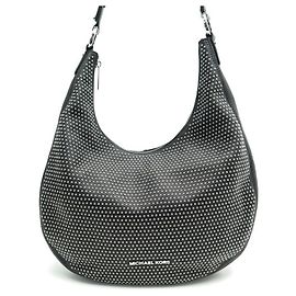 NEW MICHAEL KORS MICRO STUD RHEA HANDBAG BLACK LEATHER HAND BAG Black