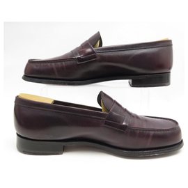 JM Weston-JM WESTON SHOES 180 LIMITED EDITION LOAFERS 9D 43 LEATHER + STAINLESS STEEL-Dark red