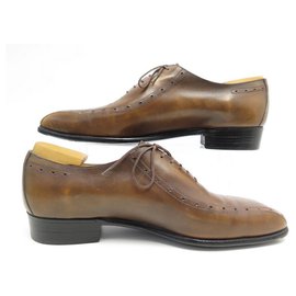 JM Weston-JM WESTON RICHELIEU CYCLIST SHOES 412 10C 44 LEATHER + STAINLESS STEEL SHOES-Brown