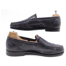 John Lobb-CHAUSSURES JOHN LOBB MOCASSINS FINEDON 8E 42 CUIR ANTHRACITE LEATHER SHOES-Gris anthracite